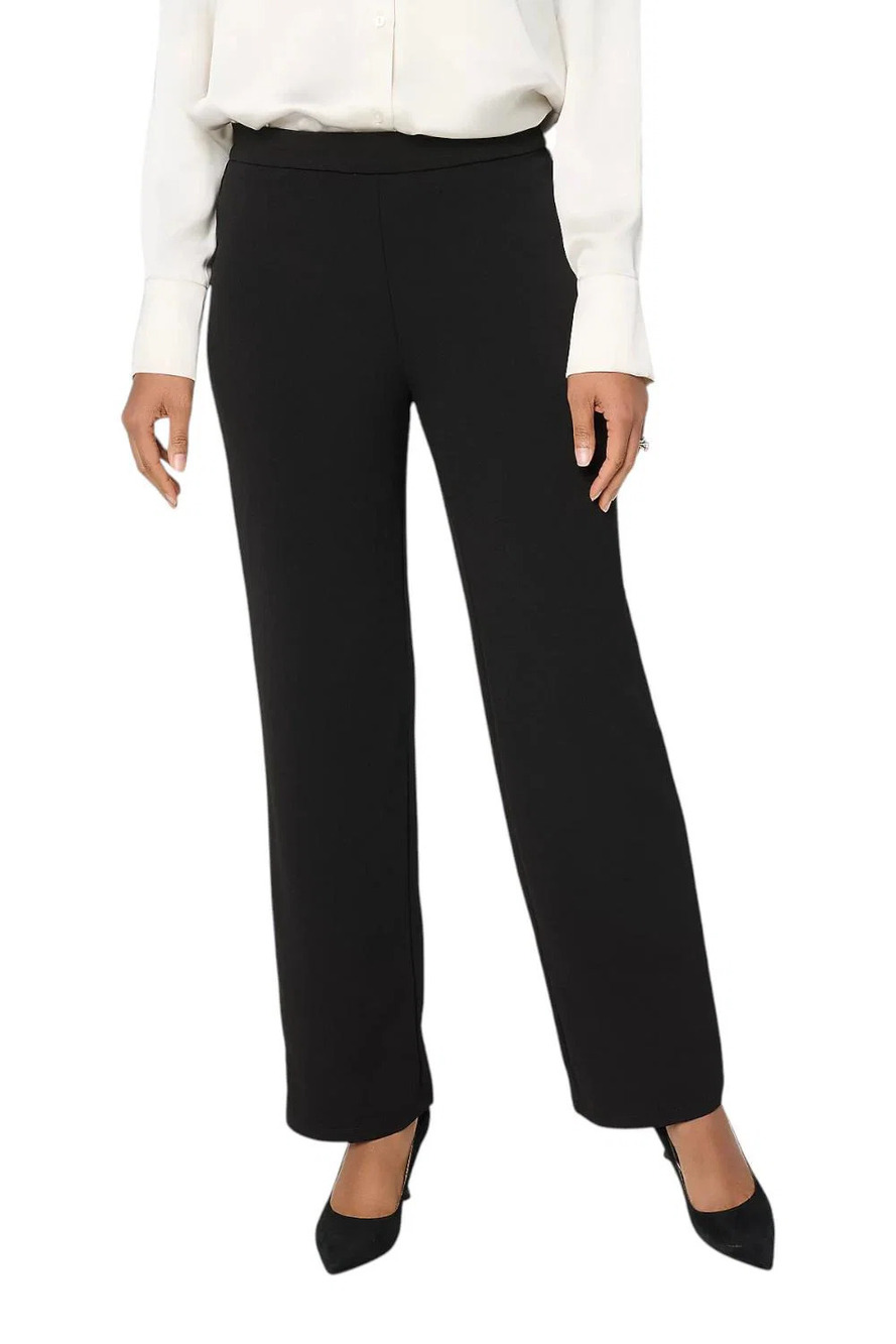 Dennis Basso Women's Luxe Crepe Wide Leg Pull-On Pants Black - Petites